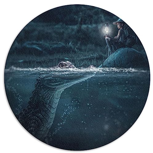 Curious Alligator Puzzles 1000 Teile für Teenager Geschenke rundes Puzzle | Puzzles Papppuzzle 26,5 x 26,5 Zoll