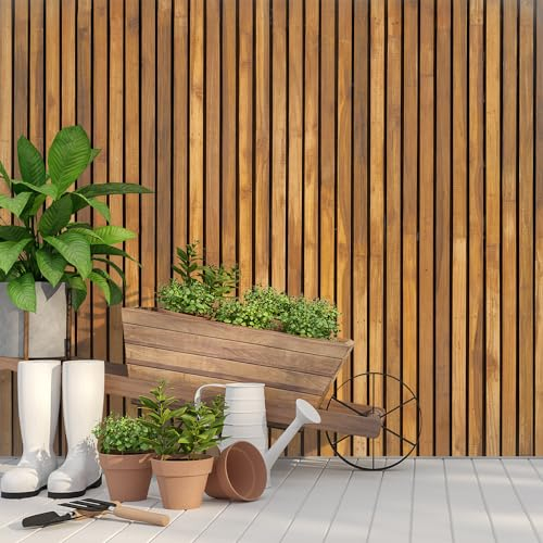 dedeco Outdoor-Rückwand Dekor Wand für Garten, Terrasse, als Außenfassade Paneel Motiv: Holz V6, 300 x 150 cm, wasserfest, robust, als Wandverkleidung aus Aluminium, einfach renovieren