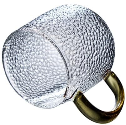 PRETYZOOM Hammered Glass Tea Cup Handle Glass Cup for Tea Drink Heat Resistant Drinkware for Party Daily Use Capacity Material