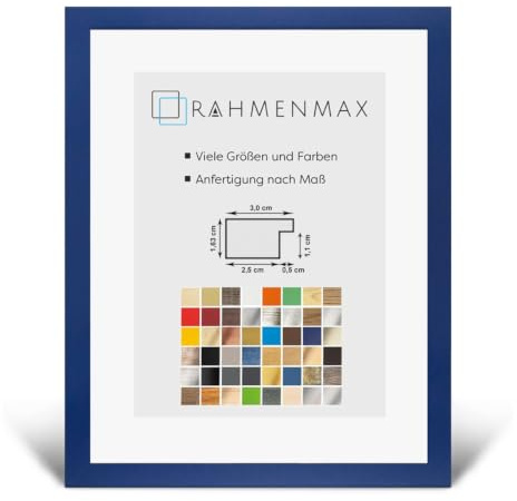 Morena MDF Rahmen für Bild 60x80cm Ozeanblau mit Acrylglas | zum Aufhängen Hoch- und Querformat/Weiße Rückwand/Maßanfertigung möglich/Puzzle Rahmen/mit 1mm klarem Acrylglas