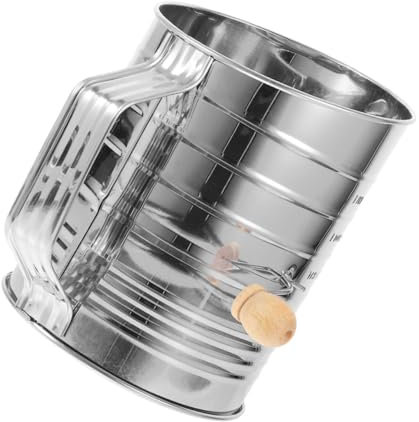 Alipis Stainless Steel Flour Sieve Cup Hand Crank Rotary Loop Agitator Fine Mesh Screen for Baking Cooking Kitchen Utensil