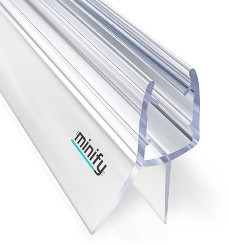 Minify - Joint de douche pour portes en verre (5 à 8 mm) – Barre de seuil et joint transparent avec lèvres d'étanchéité effet verre dépoli, disponible en plusieurs longueurs [2 x 39 cm].