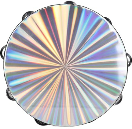 Strahlendes 10-Zoll-Tamburin mit Zweireihigen Schellen, Klarem und Klarem Klang, ästhetische Trommel für Kirchenpartys, KTV (25,4 cm / 10 Zoll)