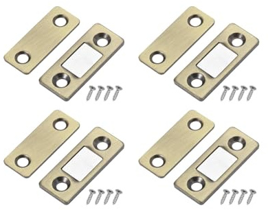 sourcing map 4Pcs Cabinet Magnet Latch, Adhesive Drawer Latch Magnetic Cabinet Catch Sliding Door Closure for Cabinet Kitchen Closet Doors, Bronze