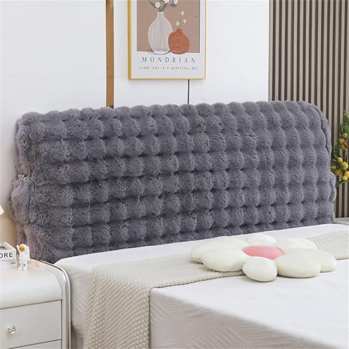 Hearda Strecken Bett Kopfteil Bezug, Flauschig Bett Kopfteil Hussen, Weich Staubdicht Bettkopfteil All-Inclusive Bettkopfteil Bezug für Schlafzimmer Bett Dekor Kopfteil (210cm,Grau)
