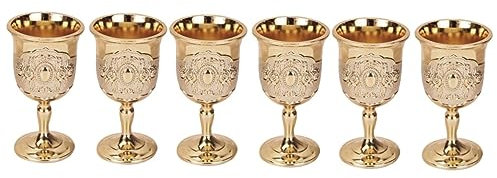 COLLBATH 6 Piezas Copa Antigua Copas De Vino Con Tallo Vaso De Martini Copas Margaritas Copas De Vino Antiguas Copas De Vino De Oro Rosa Cáliz De Oro Copa De Vino De Oro Taza Metal Golden
