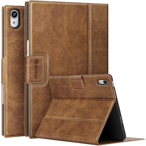 Antbox Hülle für iPad mini 7 (A17 Pro) 2024 / iPad mini 6. Gen 2021 8.3 Zoll mit Stifthalter Pencil Halter Auto Schlaf/Wach Funktion PU Ledertasche Schutzhülle Smart Cover mit Stand Funktion (Braun) | PU Leder, Integrierter Stifthalter, Multi-Winkel-Ständer, Auto Schlaf/Wach Funktion