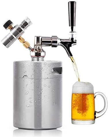 SRKATI Heimbrau-Sets bierbrauset Mini-Fass unter Druck stehendes Bierfass-System, Verstellbarer Bierhahn, Wasserhahn-Ladegerät, Brauen(5L)