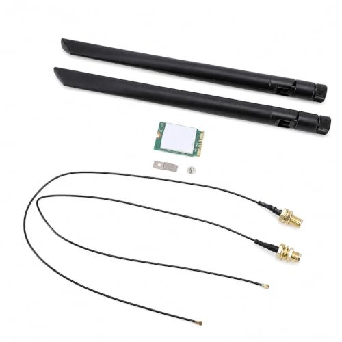 AX201NGW Wireless Card M.2 WiFi-Laptop-Modul mit Bluetooth 5.0,3000 Mbit/s 2,4 GHz und 5 GHz Double Band WiFi 6 Chip-Adapter, MU-Mimo, Ultra-Latenz (In Antennen eingebaut) (Externe Antennen)