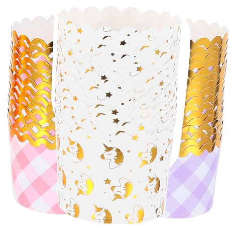 POPETPOP 50pezzi Pirottini Per Muffin e Cupcake Carta Alimentare Stile Unicorno Perfetti Per Feste Compleanni e Cerimonie Facili Da Usare e Adatti Per Forno