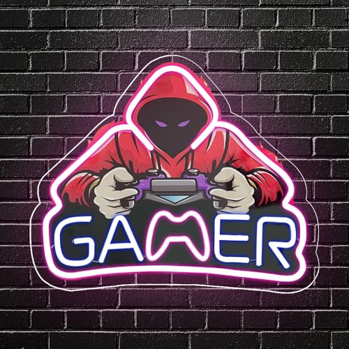 RuCvixkt Señal De Neón Gamer. Para Decorar Salas De Juegos, Dormitorios De Chicos y Cuevas De Hombres. Luces LED USB. Regalos Para Adolescentes, Cumpleaños y Navidad.