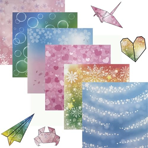Carta origami Carta pieghevole 100 fogli Doppia Faccia Cartoncini Colorati con Modelli diversi 15 x 15 cm quadrati di carta per progetti artistici e artigianali fai da te