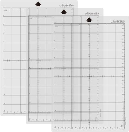 Schneidematte für Silhouette Cameo 4/3/2/1, 3 Stück Rutschfeste, Transparente Keine Löcher Ersatz Selbstklebende Schneidematten, Cutting Mat Vielzahl Klebend Rutschfeste Schneidmatte Set