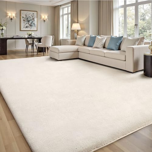 Treeboy Teppich Wohnzimmer 160x230 Elfenbein Carpet Teppiche Schlafzimmer | Waschbarer Modern Gegend Teppiche,Rutschfester Flauschig Kurzflor Teppich Rug für Kinderzimmer Mädchen Junge, Schlafzimmer