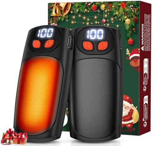 Svintora Hand Warmers Rechargeable 2 Pack, LED Display & 5 Heat Settings,USB-C Pocket HandWarmers Reusable, Ideal for Golf Camping Hiking Winter Outdoor Sports,Santa Gifts for Men and Women