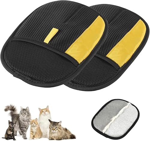 Opdestn 2PCS Gants Poil Chat, Double Face Brosse Poils Animaux, Réutilisable Brosse Anti Poils Animaux, Gants électrostatiques d'épilation pour Animaux de Compagnie pour Meubles, Tapis, Rideaux