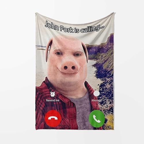 GIFTIMIZED John Pork Is Calling Blanket Meme Inspired Funny Internet Joke Design Soft Fleece Throw Small Medium Large Cuddle or Polar Fleece Gamer Bedroom Living Room