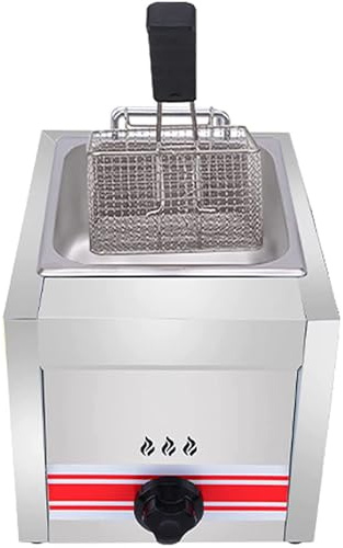 AityBuy Friggitrice A Gas 10/20 / 30L, Friggitrice A Gpl in Acciaio Inossidabile per Uso Domestico E Commerciale, Friggitrice A Gas da Banco Gpl con Cestelli SingleCylinder10L