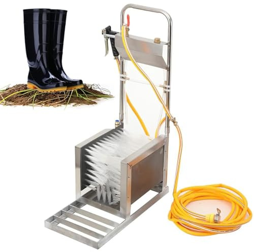 Cepillo raspador de Zapatos for Exteriores, Herramienta limpiadora de Botas de Alta Resistencia, máquina automática for Limpiar Zapatos con cepillos de 3 Lados y rociador de Agua