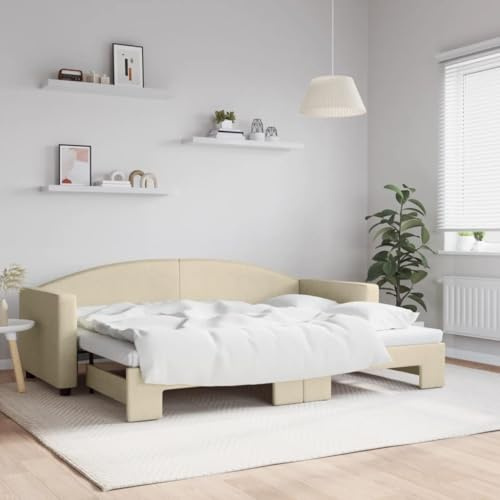QZZCED 2-in-1-Schlafsofa mit Ausziehbett, Doppelsofa für Wohnzimmer, modernes und minimalistisches Design, solide Struktur aus Holz und Metall, langlebiger und bequemer Stoff, für Erwachsene