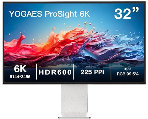 AtomFun Monitor 6K, Pantalla IPS 6K de 32 Pulgadas (6144 × 3456), YOGAES ProSight, Cuerpo y Base de aleación de Aluminio, HDR 600, 450 CD/m², Altura Ajustable,2000:1