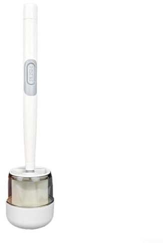 Juego de escobillas de inodoro de silicona con soporte de montaje en pared, agarre cómodo, fácil dispensación de espuma y almacenamiento ventilado para limpieza de baño, blanco (blanco)