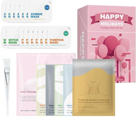 Ansiktsmaskset för kvinnor, vitaliserande fuktgivande hudvård, ansiktssats för glödande hudvårdsrutin, självvård kosmetikkollektion, fest födelsedag semesterkamrat