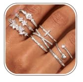 LOLIAS 8 Stück Ringe Gold/Silber Wasserfest Ring Verstellbar | Statement Ringe Damen Fingerring Stapelringe Verlobungsring Herz Promise Rings Set Schmuck