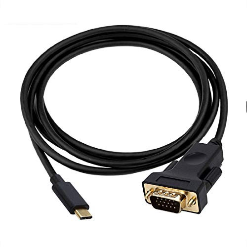 CableDeconn USB-C to VGA Adapter, USB 3.1 Type C (USB-C & Thunderbolt 3 Port Compatible) to VGA Male 1.8M Cable Converter for New Macbook Google Chromebook Pixel Dell XPS 13 15