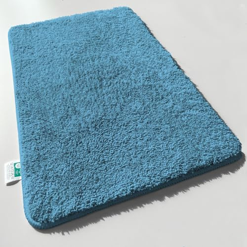 casa pura Badematte türkis weicher, Flauschiger Badezimmerteppich in Shaggy Optik, Badvorleger rutschfest waschbar - Duschvorleger, Teppich Fußmatte für Badezimmer, Dusche 80x150 cm, Sky Soft