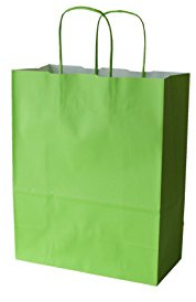 PGV Papiertragetaschen farbig mit Kordel HELLGRÜN Verde Chiaro - Verschiedene Größen und Mengen (18 + 8 x 24 cm, 200 Stück)
