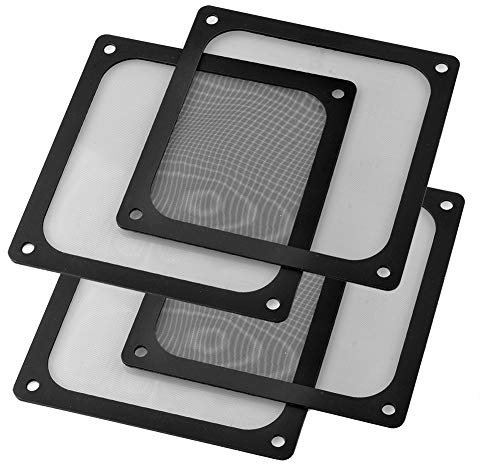 S SIENOC 4 x 120 x 120 mm svart fläktskydd med ultrafint dammfilter, låg magnetisk montering (4 x dammfilter, 120 x 120 mm, svart)