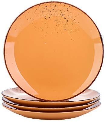 vancasso Navia Tropical Vintage Ceramic Dinner Plates, Set of 4, Orange 26.7 cm