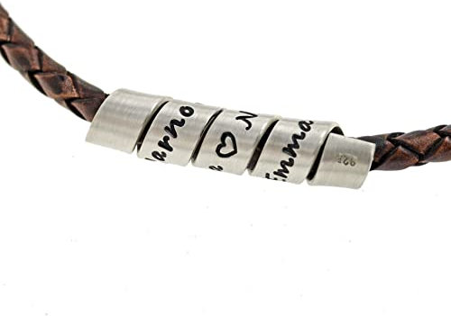 Lederkette für Männer und Gravur in 925 Silber, Männerschmuck Kette Männerkette personalisiert Namenskette Herren Leder HANDMADE IN GERMANY