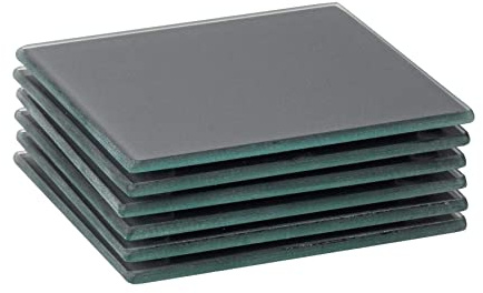 Harbour Housewares Glass Coasters - Square - 10cm - Grey - Pack of 6 - Tabletop Protection Mat Drink Coaster Decorative Dining Placemat for Cups, Mugs