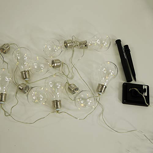 Dalux® Solar-Lichterkette Glühbirne 10 flammig Retrostyle Außen-Garten-Terrassen-Balkon-Dekoleuchte (2 x Lichterketten 10 flammig)