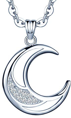 MICSAVI Gioielli Luna e Stella Collana in Argento 925 per Uomo Donna Amore Coppia Fidanzati Pendente Collana Coppia con Ciondolo Amicizia Collane Valentine's Day