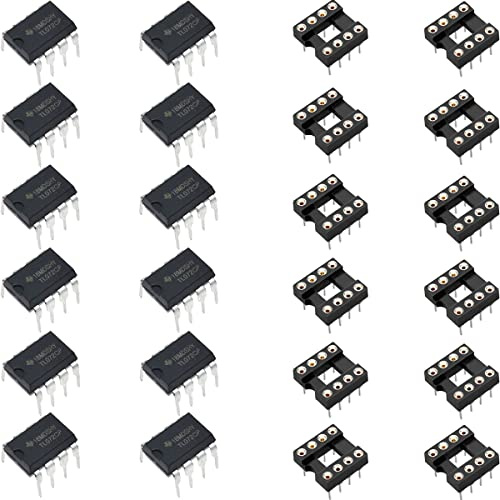 Youmile 12 pezzi TL072CP DIP8 Amplificatore operazionale con ritardo Amplificatore operazionale TL072 DIP TL072CN Amplificatori operazionali Dual Low Noise IC Chip con DIP IC Chip Socket Adapter