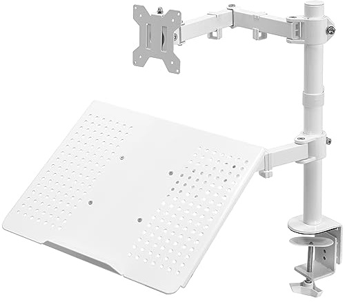 VIVO STAND-V002CW voll verstellbare Computer-Monitor- und Laptop-Tischhalterung, Ständer mit Ösen, passend für Laptops bis zu 17 Zoll (43,2 cm)