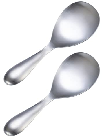 Housoutil Edelstahl Reislöffel, 2 Stück Großer Glatter Löffel, Silber Spülmaschinengeeignet Edelstahl Reisschaufel Für Zuhause Küche Restaurant Kochgeschirr
