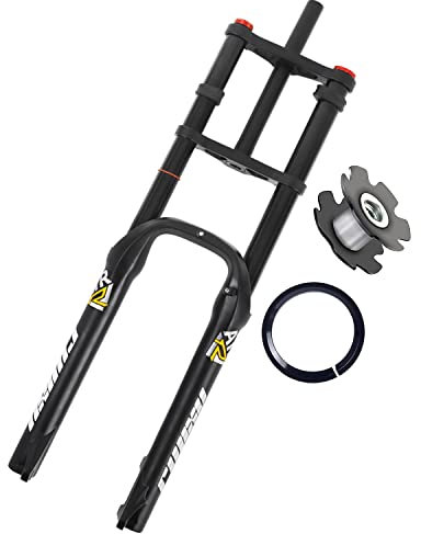 LHHL Snow Bike Luftgabel 26 Zoll Beach Bike Federgabel 4.0 Fat Tire MTB Vorderradgabel Federweg 150mm Mountainbike Gabel Zugstufeneinstellung Gerades Rohr (Color : Black, Size : 26 inch)