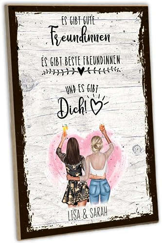 schilderkreis24 - Personalisiertes Holzschild mit anpassbarem Design für die beste Freundin - Einzigartige Geschenkidee für besondere Anlässe, Wand- oder Tischdeko (Es gibt dich!)