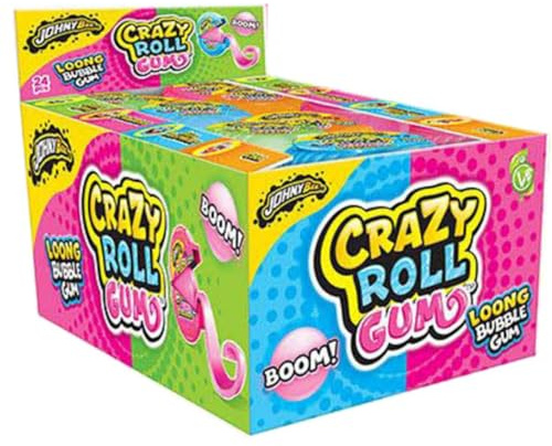 JohnyBee Crazy Roll - Rollo de goma de mascar (24 x 18 g)