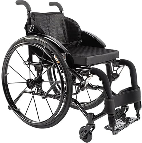 RAYACO Faltbarer Leicht Aktivrollstuhl, Kleiner Rollstuhl für die Wohnung und Im Freien, Extra Schmaler Rollstuhl, Ultraleicht Reiserollstuhl 40cm Sitzbreite (Schwarz)