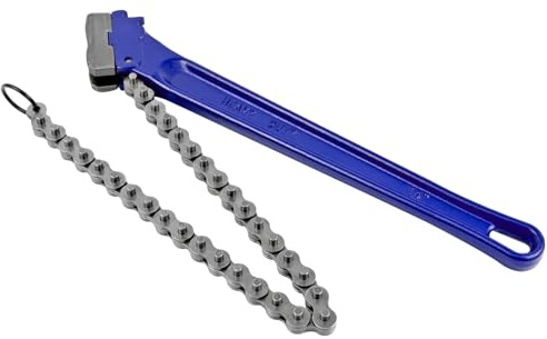 KARRYTON Chiave per tubi a catena da 35,6 cm, diametro del tubo da 5,1 cm a 12,7 cm, lunghezza catena 47 cm, carico massimo di rottura 2594,8 kg, strumento idraulico resistente per installazione di