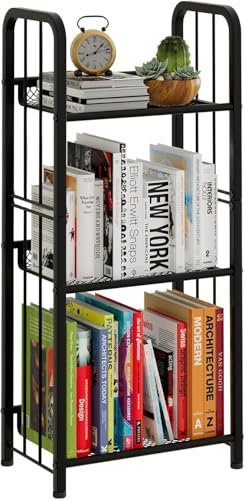 Leiterregal, Bücherregal mit 3 Ebenen, Freistehendes Regal, Büroregal, Standregal, Stabiler Metallrahmen, Lagerregal für Wohnzimmer, Schlafzimmer, Büro, Arbeitszimmer, Industrieller Stil, Schwarz