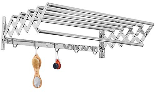 Towel Bar Towel Rack Wall Mount Clothes Airer Drying Rack Clothing Foldable Retractable Folding Dryer Rack For Laundry Room Bathroom Tower Rail Bar Space-Saving Garment Hanger (Size : 90cm/3 The New