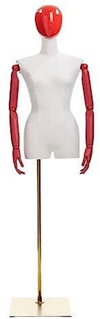 VNNHGB Galvanisierte Halbkörper, weibliches Modell, Schaufensterpuppenkörper, Halbkörper mit Metallsockel, höhenverstellbare Kleidungsmodelle (Rot+A)