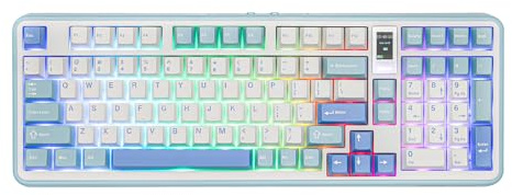 MechLands Vibe99 Wireless Gaming-Tastatur mit 1,06-Screen, 96% Kompakt | Hot-Swap-Creamy-Mechanik-Tastatur mit Gasket, BT5.0/2.4G/USB-C, 5-Lagen-Dämpfung, RGB, NKRO für Win/Mac
