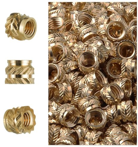 LEPEVNEY 60Pcs M3 Knurled Threaded Insert Nuts - 4mm Length, 5mm OD - Brass Female Heat Set Inserts for 3D Printing and Heat Set Embedment